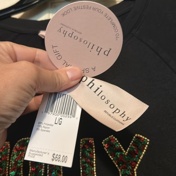 Philosophy Holiday Christmas Top Size Large Black - Picture 5 of 7